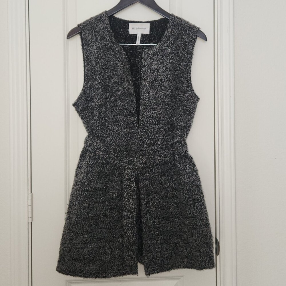 BCBGeneration Long Belted Vest Grey Combo Women’s Size M Women's